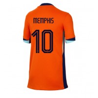 Nederländerna Memphis Depay #10 Replika Hemmatröja Dam EM 2024 Kortärmad